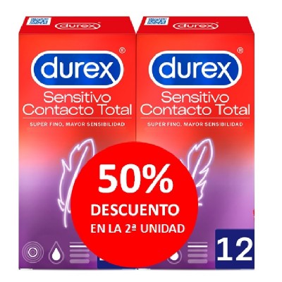 DUPLO Durex Sensitivo Contacto Total Preservativos 12Uds+12Uds