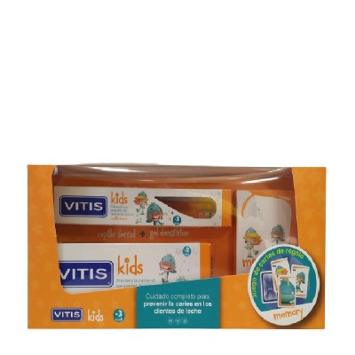 PACK Vitis Kids Gel Dentífrico 50ml+Cepillo Dental+Juego de Cartas GRATIS