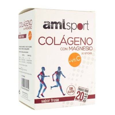 Amlsport Colágeno con Magnesio + Vitamina C 20 Sticks Sabor Fresa